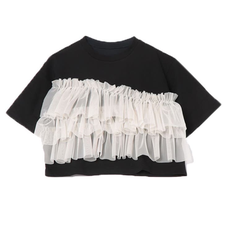 ブラック×アイボリー | Tシャツ カットソー チュール | STYLEBLOCK