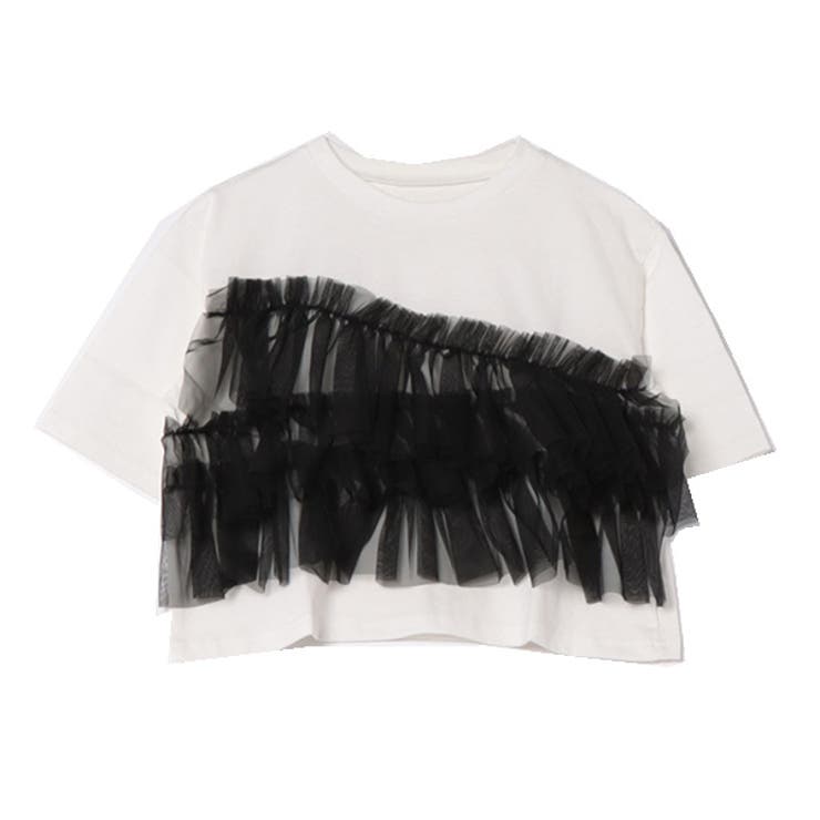 ホワイト×ブラック | Tシャツ カットソー チュール | STYLEBLOCK