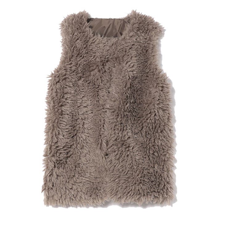 グレージュ | ベスト ボア ミドル丈 | STYLEBLOCK