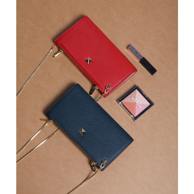 jouetie/ジュエティ】カラーエッジ ピラミッドスタッズショルダー財布 