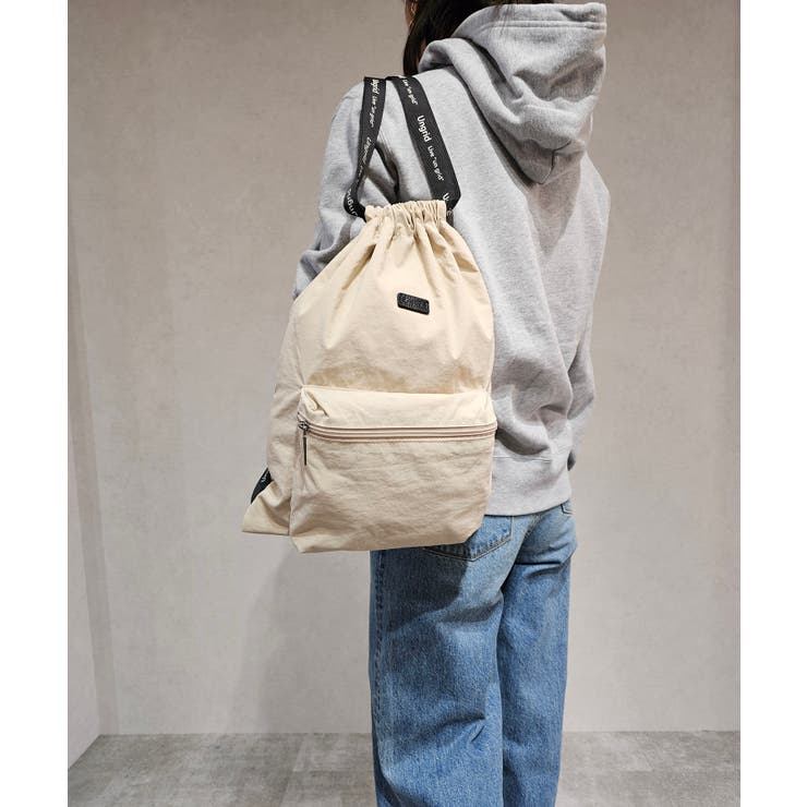 撥水軽量ソフトナイロン ロゴテープナップサック スポーツジムバッグ | STYLE CODE  | 詳細画像1 