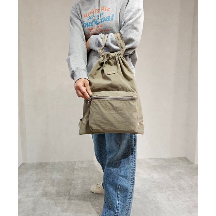 撥水軽量ソフトナイロン ロゴテープナップサック スポーツジムバッグ | STYLE CODE  | 詳細画像3 