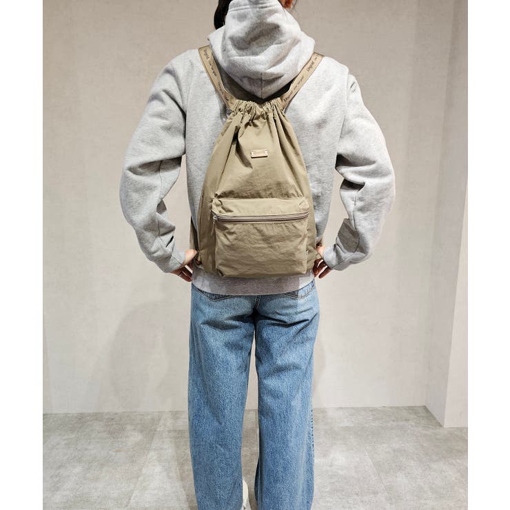 撥水軽量ソフトナイロン ロゴテープナップサック スポーツジムバッグ | STYLE CODE  | 詳細画像2 