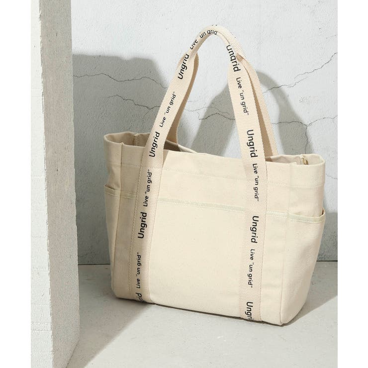 ★DAKS★ ベージュ DDロゴ レザー配色 キャンバスバッグ キャンバス ロゴテープ 大容量[品番：STCW0000800]｜STYLE CODE