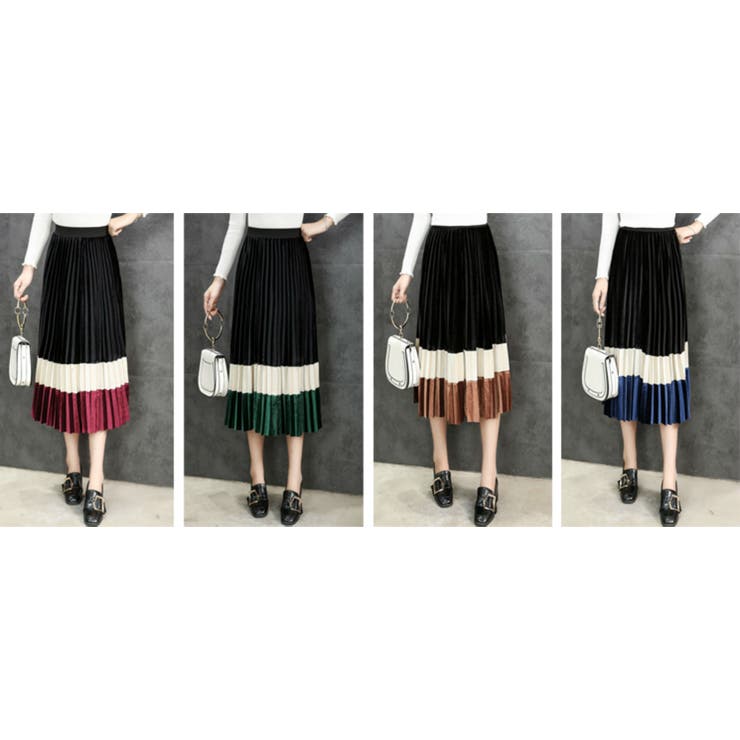 ベルベット ベロア プリーツスカート ハイウエスト Aライン | STYLE H  | 詳細画像15 