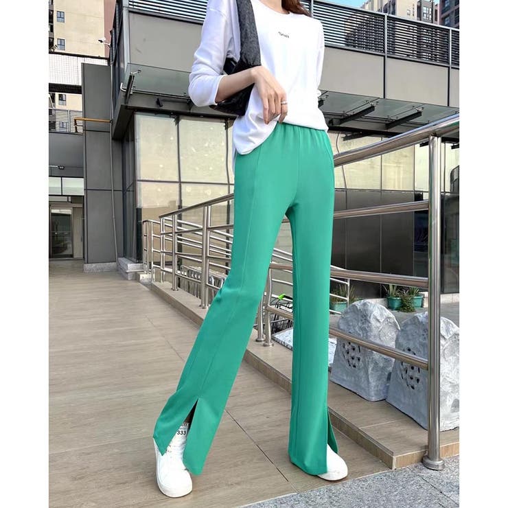 スリット入り フレアパンツ 美脚[品番：TAXW0001251]｜TAXI （タクシー