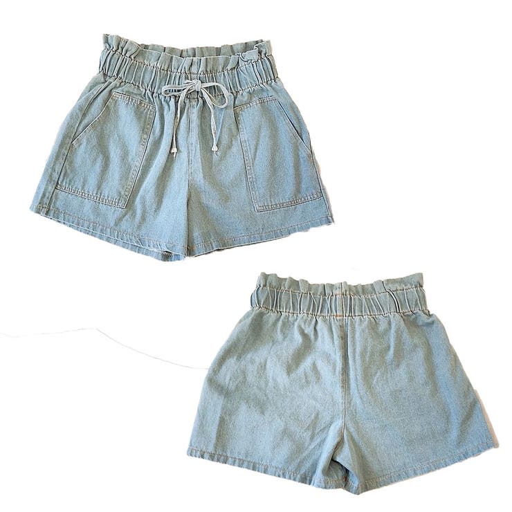 ウエストゴム紐付きデニムショートパンツ[品番：TAXW0002543