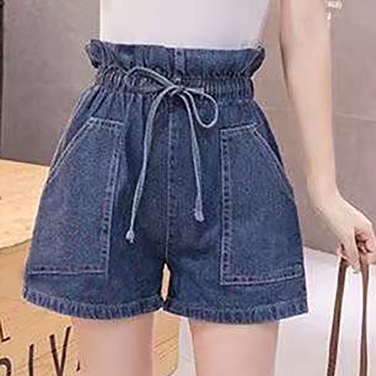 ウエストゴム紐付きデニムショートパンツ[品番：TAXW0002543]｜TAXI