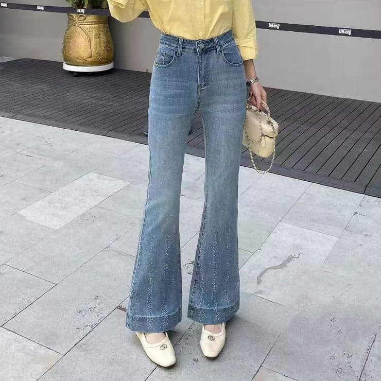 BLEACH | ホットフィックス付デニムフレアパンツ | TAXI 