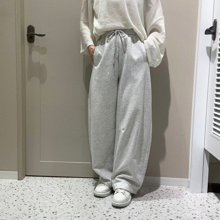 OATMEAL | ホットフィックス付スゥェットバレルレッグパンツ | TAXI 