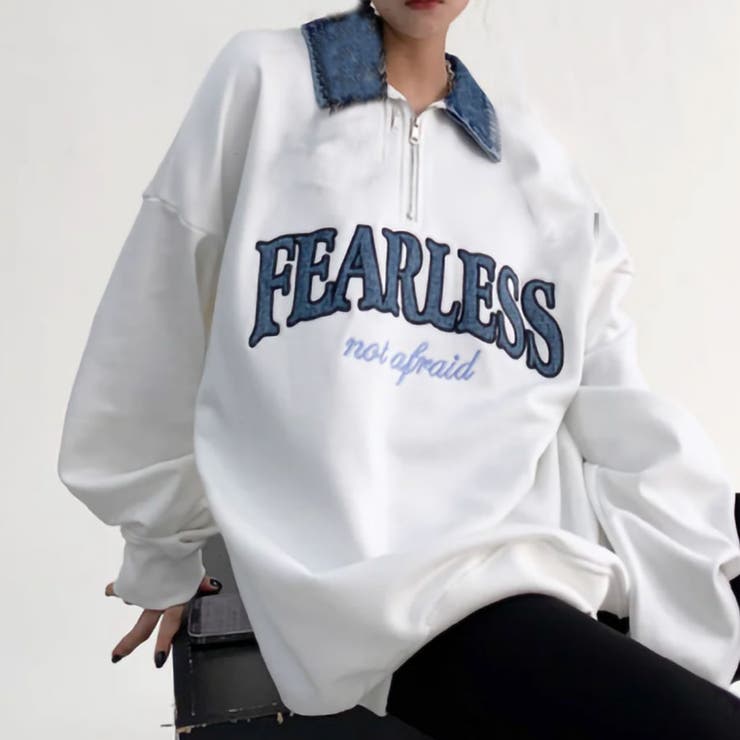 FEARLESSデニム襟ハーフZIP長袖プルオーバー | TAXI  | 詳細画像1 