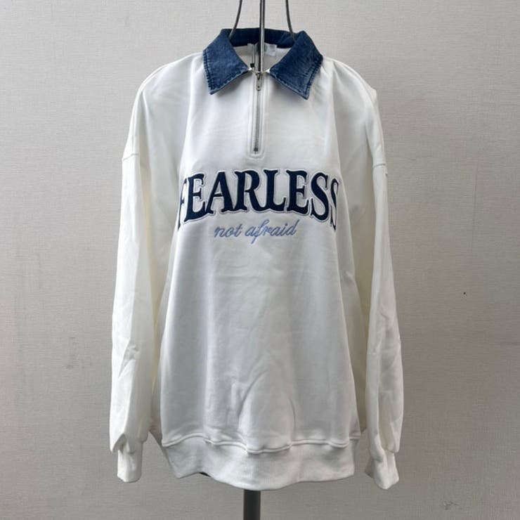 WHITE | FEARLESSデニム襟ハーフZIP長袖プルオーバー | TAXI 
