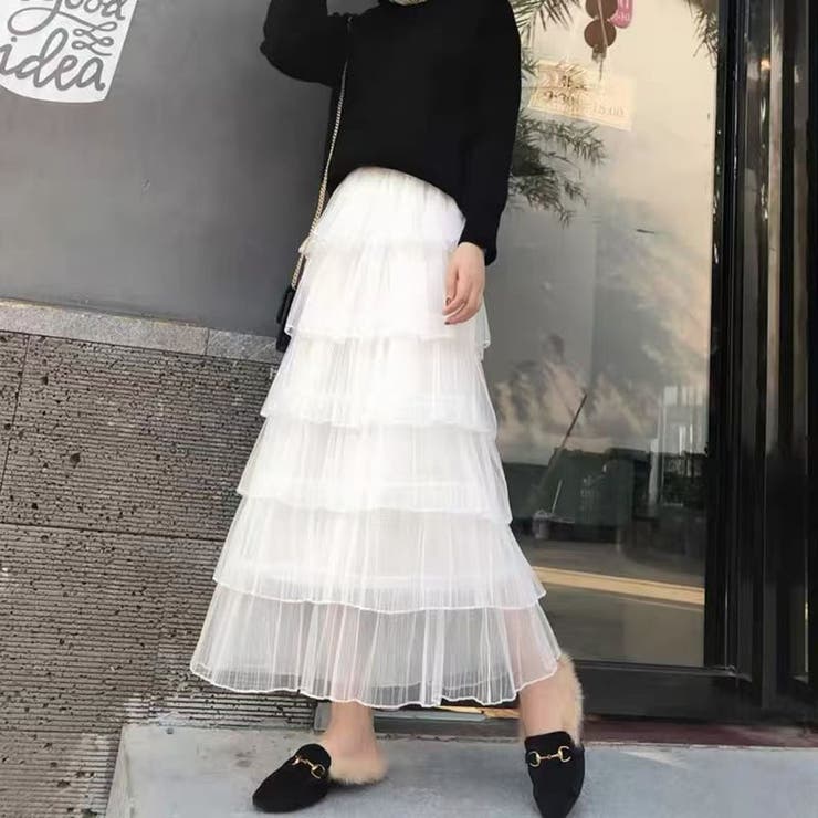 WHITE | チュールティアードスカート | TAXI 
