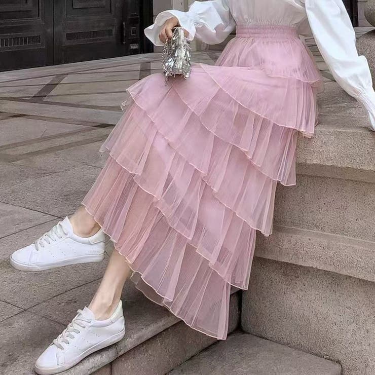 PINK | チュールティアードスカート | TAXI 