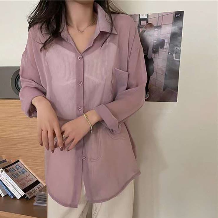 PURPLE | 無地シアーシャツ | TAXI 