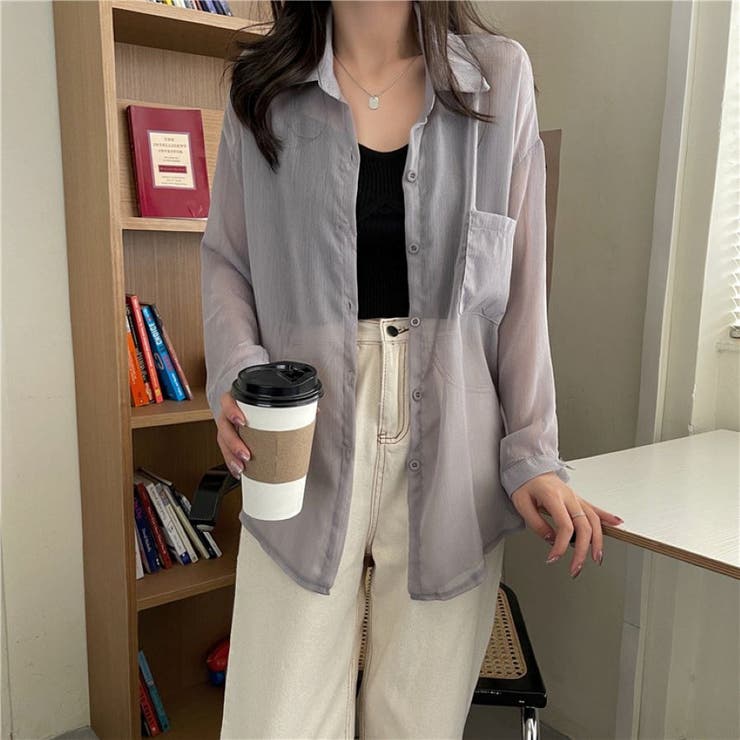 GRAY | 無地シアーシャツ | TAXI 