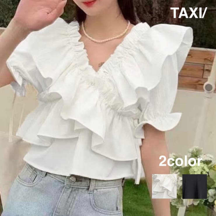 カシュクール半袖フリルブラウス | TAXI  | 詳細画像1 