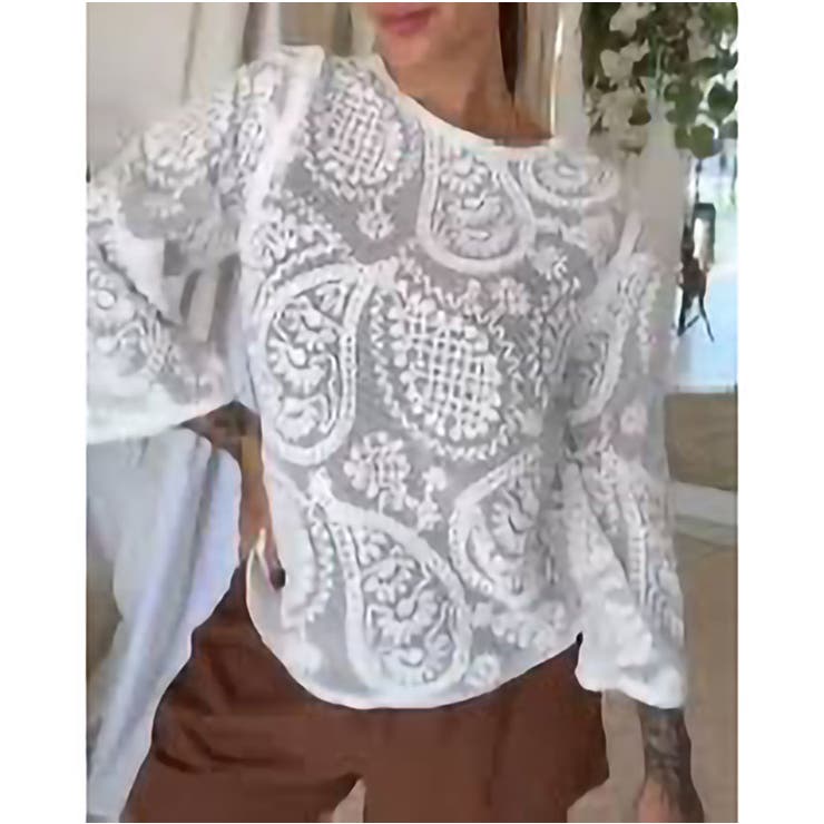 WHITE | レース長袖プルオーバー | TAXI 