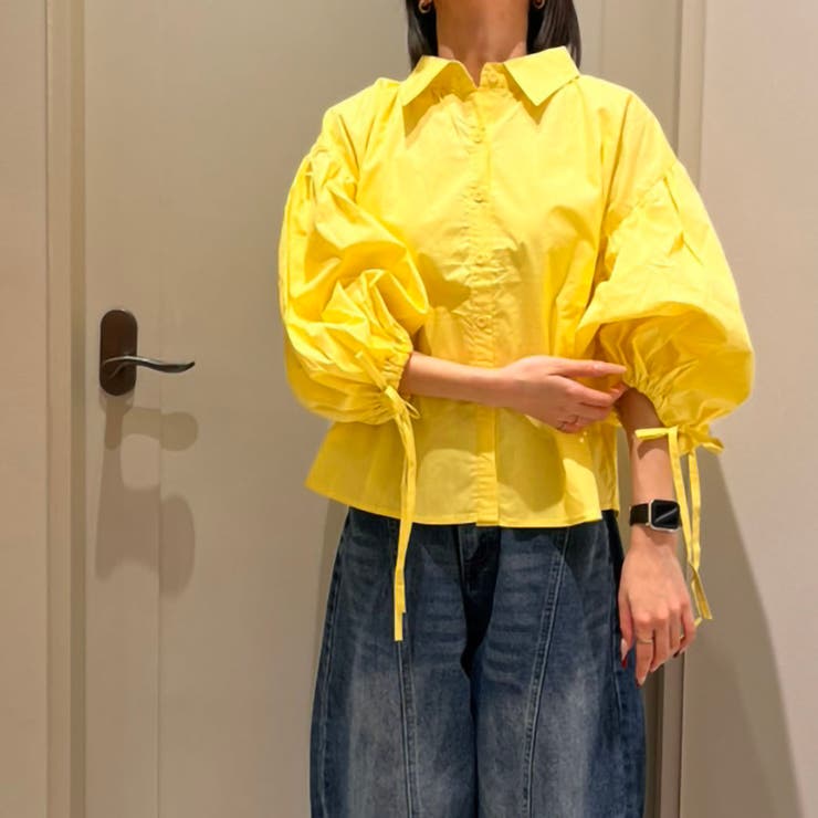 YELLOW | リボン結びバルーン12分袖シャツ | TAXI 
