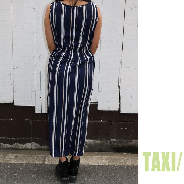 ストライプ柄ノースリーブワンピース[品番：TAXW0000264]｜TAXI
