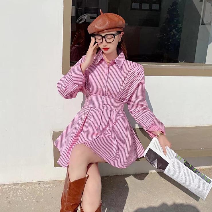 ストライプシャツミニワンピース[品番：TAXW0001311]｜TAXI