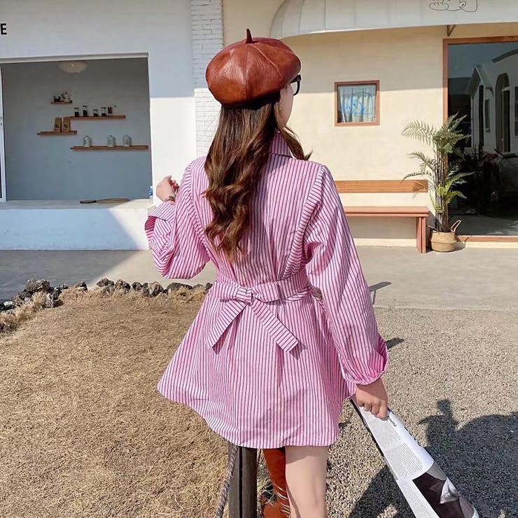 ストライプシャツミニワンピース[品番：TAXW0001311]｜TAXI
