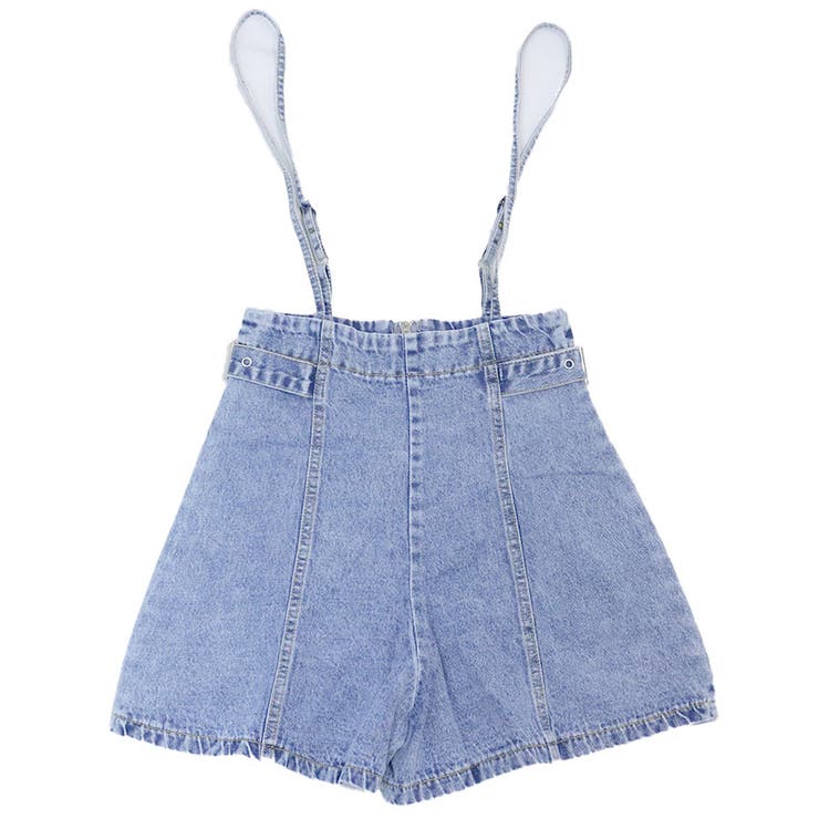 サスペンダー付きハイウエストデニムショートパンツ[品番：TAXW0001380