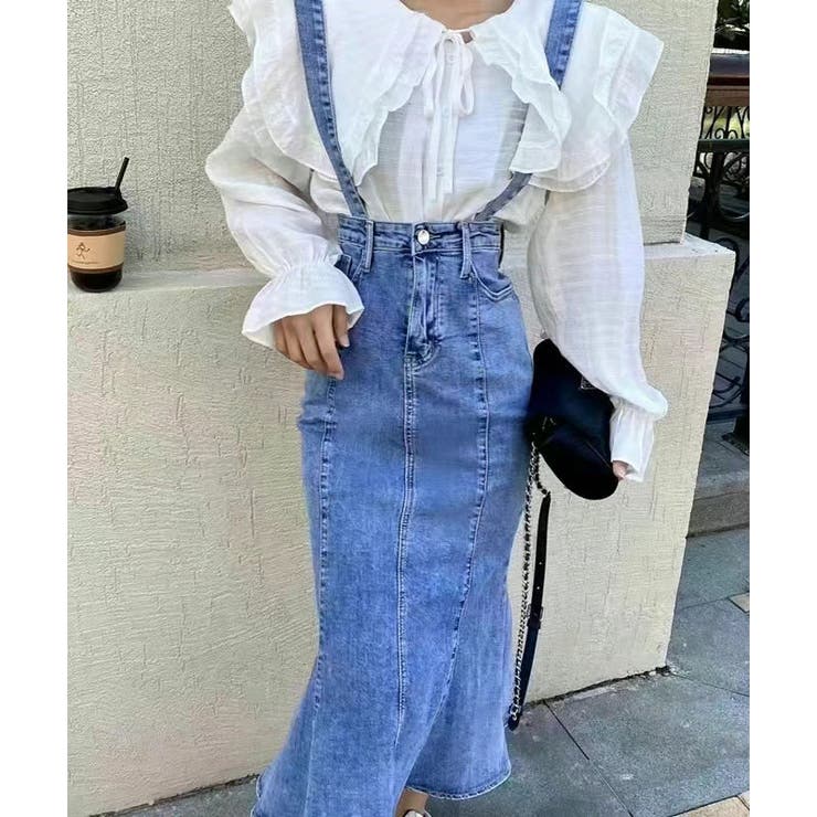 サスペンダー付きデニムマーメイドスカート[品番：TAXW0001409]｜TAXI