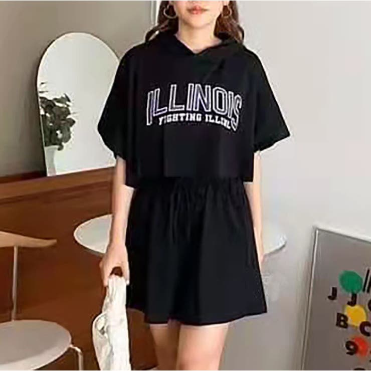 ILLINOIS半袖パーカー+ショートパンツセット[品番：TAXW0001426