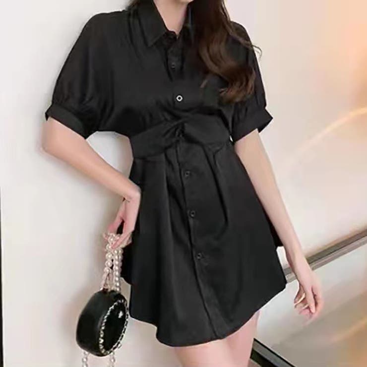 半袖ミニシャツワンピース+ショートパンツセットアップ[品番