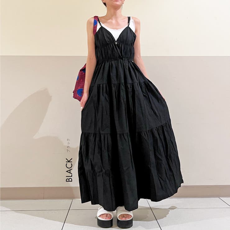 BLACK | キャミティアードロングワンピース | TAXI