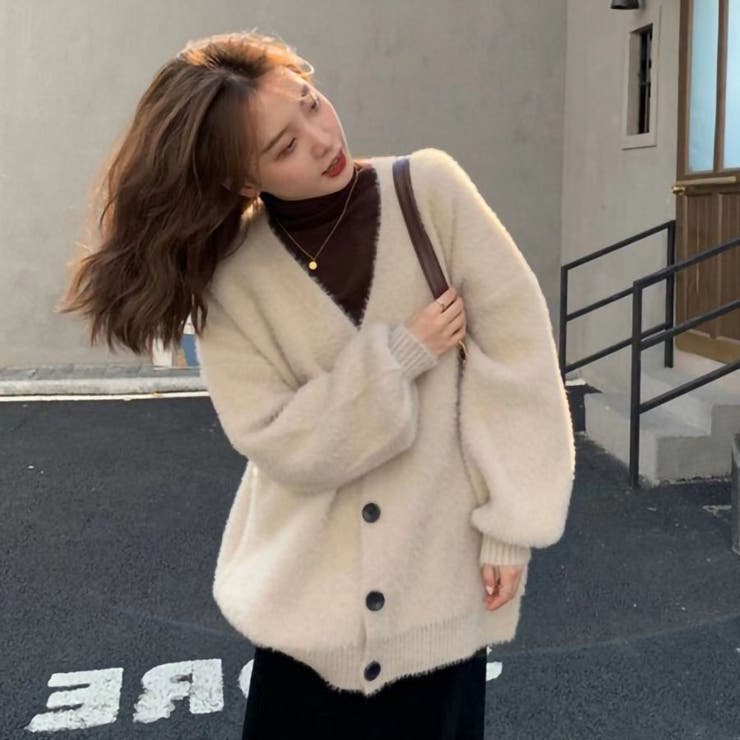 BEIGE | シャギービッグニットカーディガン | TAXI 