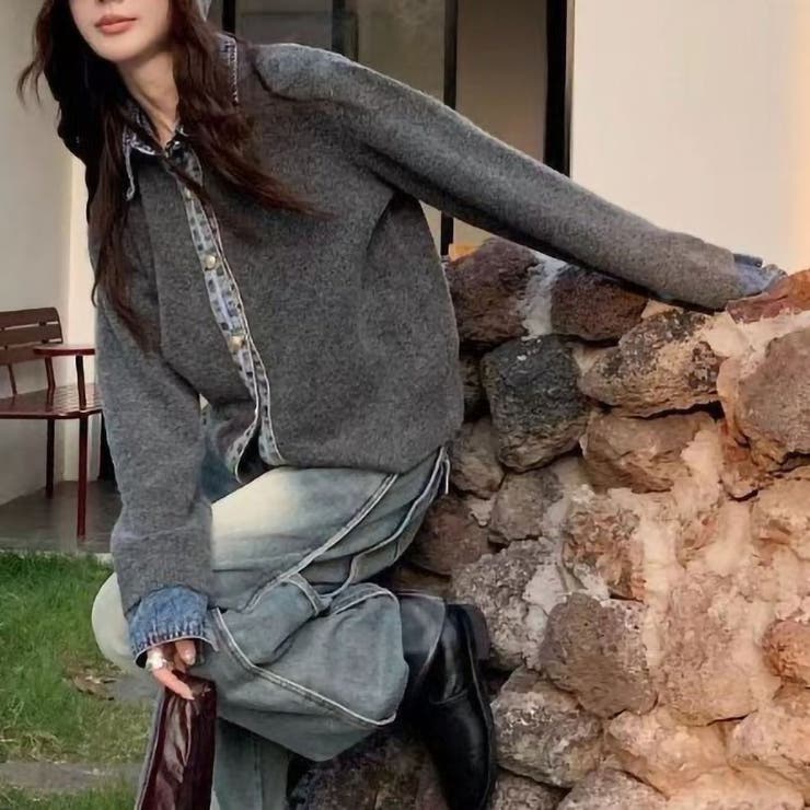 CHARCOALGREY | デニム切替カーディガン | TAXI 