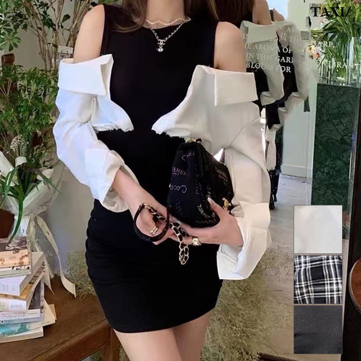 肩開き切替ミニワンピース | TAXI  | 詳細画像1 