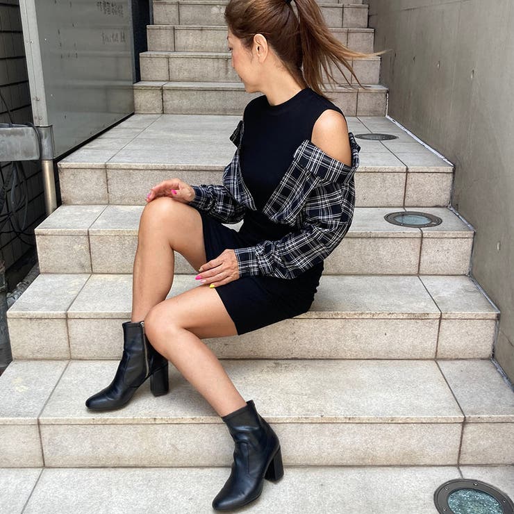 肩開き切替ミニワンピース | TAXI  | 詳細画像17 