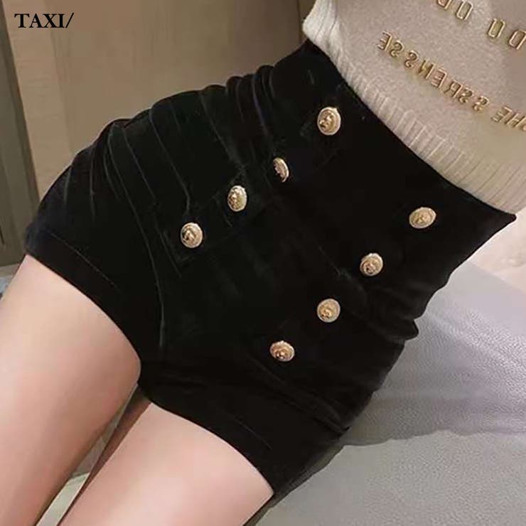 ベロア金ボタン付きショートパンツ[品番：TAXW0002398]｜TAXI