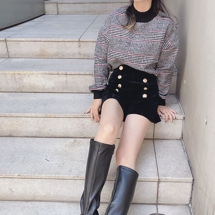 Baserange ベロア サイドボタン ショートパンツ サイドボタンショートパンツ ブラック | ファッション通販