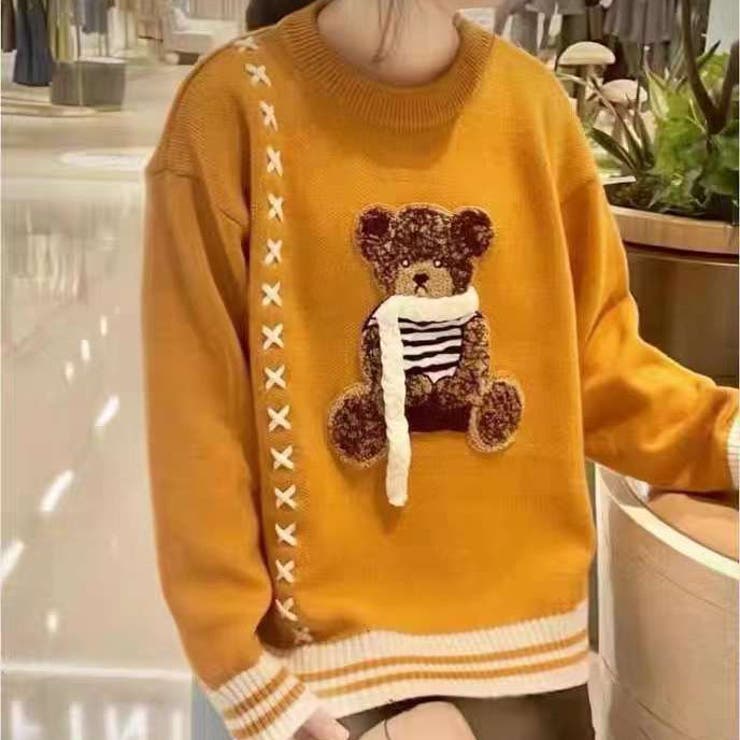 くまワッペン付きニット[品番：TAXW0002473]｜TAXI （タクシー