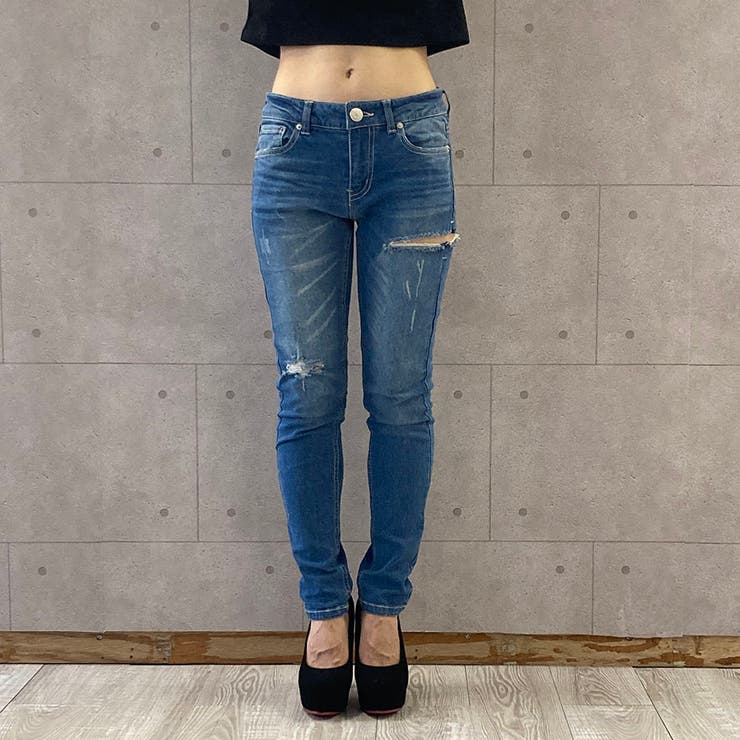 美脚効果！ダメージスキニーパンツ ストレッチ [品番
