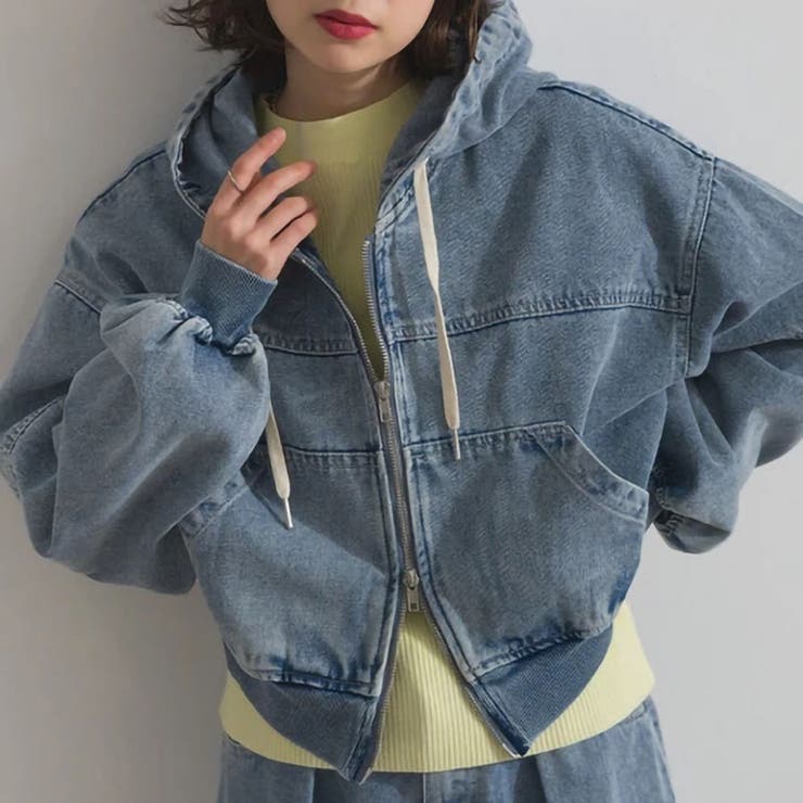 BLUE | デニムダブルZIPパーカー | TAXI 