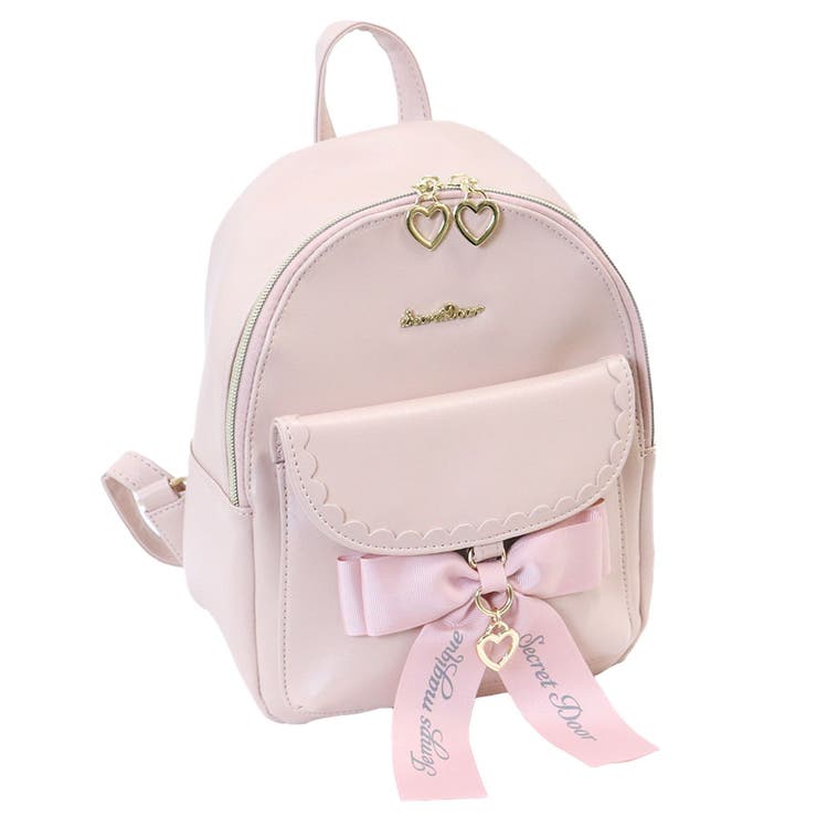 平成レトロ リボンチャーム付きピンクリュック