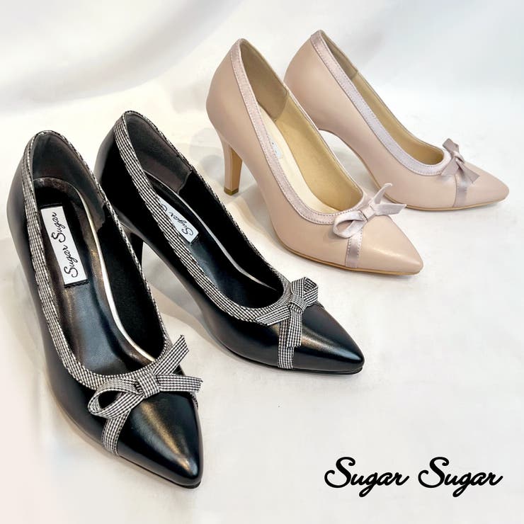 シュガー シュガー Sugar Sugar リボンヒールパンプス[品番