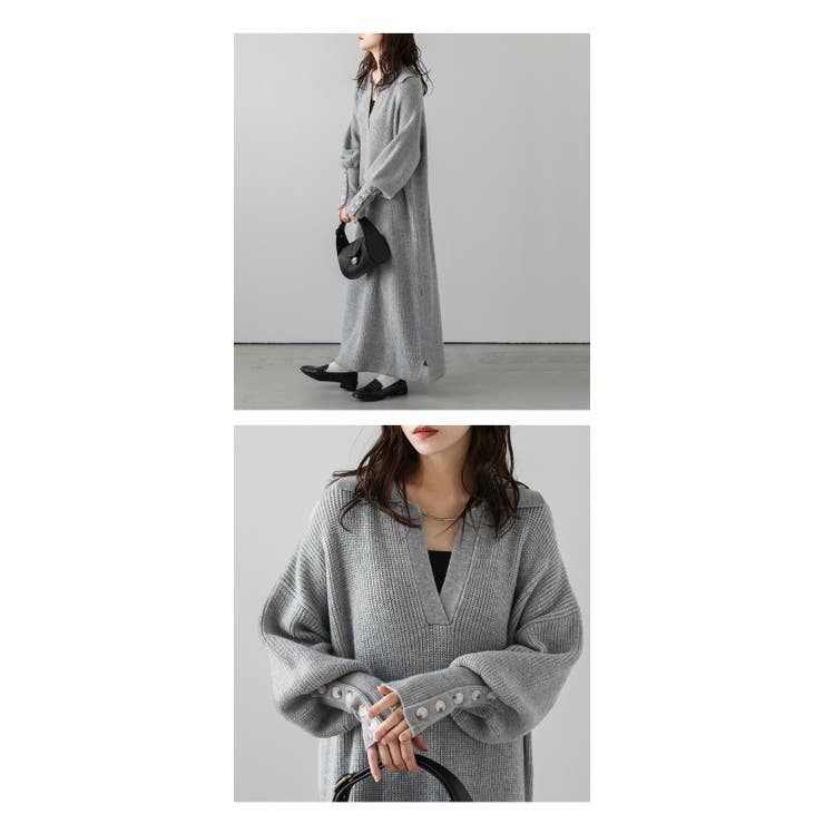 襟付き キーネック ローゲージニット | SUGAR BISKET | 詳細画像11 