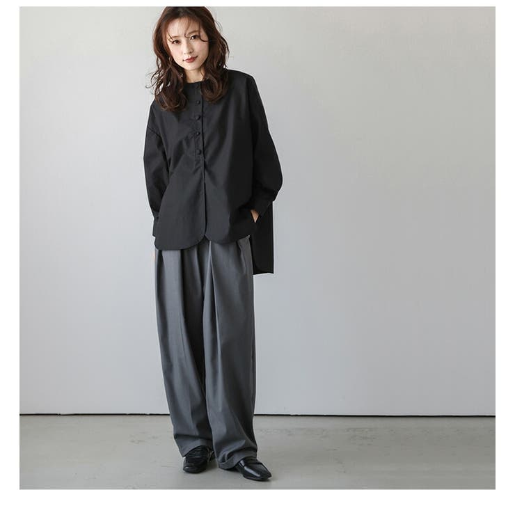 ノーカラー ラウンドヘム くるみボタン[品番：SGBW0001836