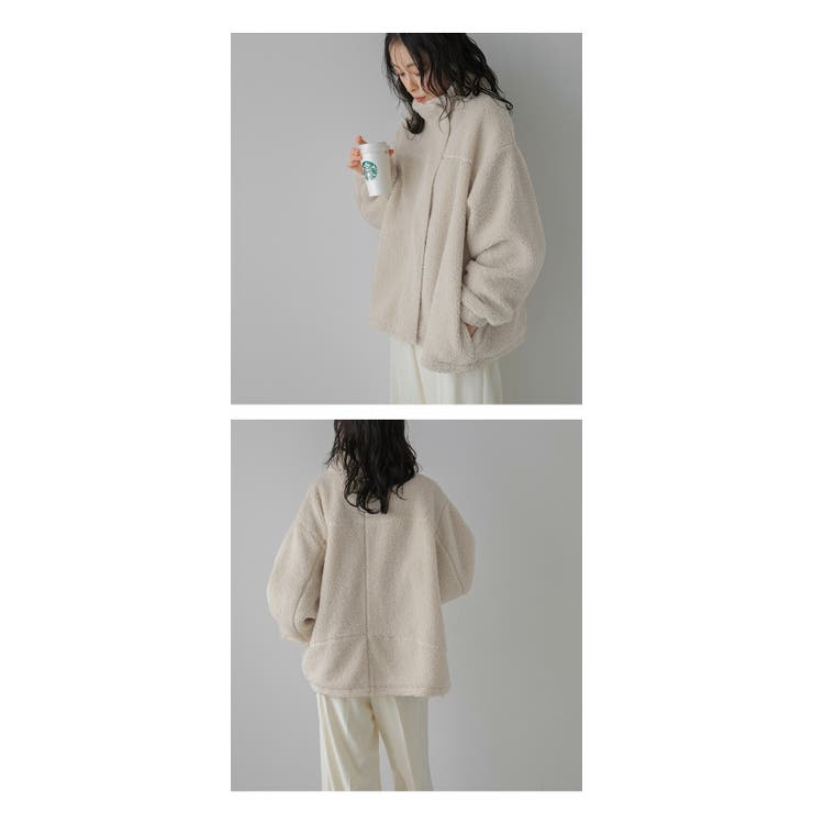 タグ付き 未使用。スタンバーグ STERNBERG ボアブルゾン(モカベージュ) スタンドネック ボアジャケット 比翼仕立て[品番：SGBW0001896]｜SUGAR