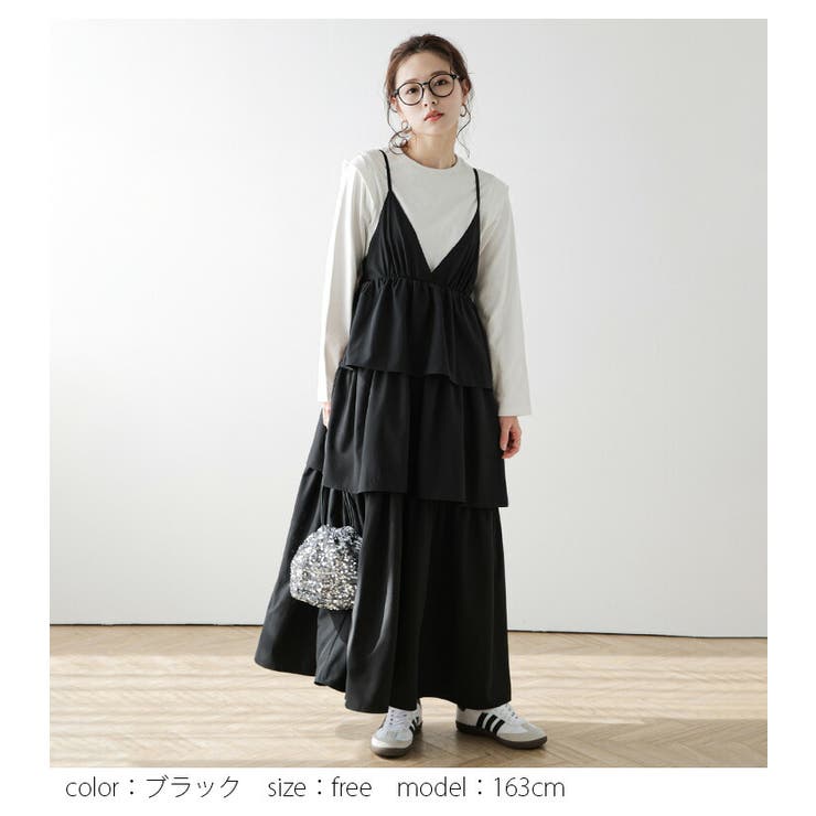 【おしゃれ】 ティアードワンピース キャミワンピ[品番：SGBW0001516 ロング ワンピース