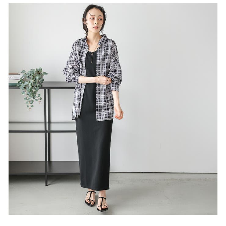 シアーシャツ カシュクールシャツ チェック柄[品番：SGBW0002046