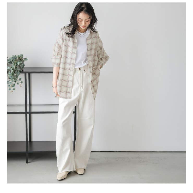 シアーシャツ カシュクールシャツ チェック柄[品番：SGBW0002046