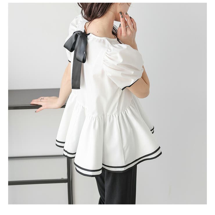 ペプラム ブラウス パフスリーブ | SUGAR BISKET | 詳細画像6 