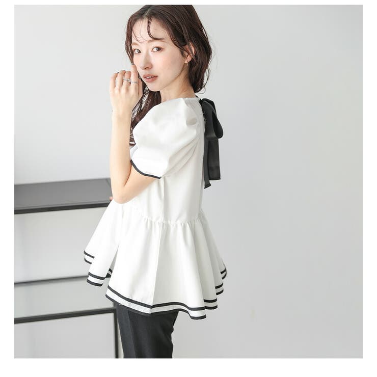 ペプラム ブラウス パフスリーブ | SUGAR BISKET | 詳細画像9 